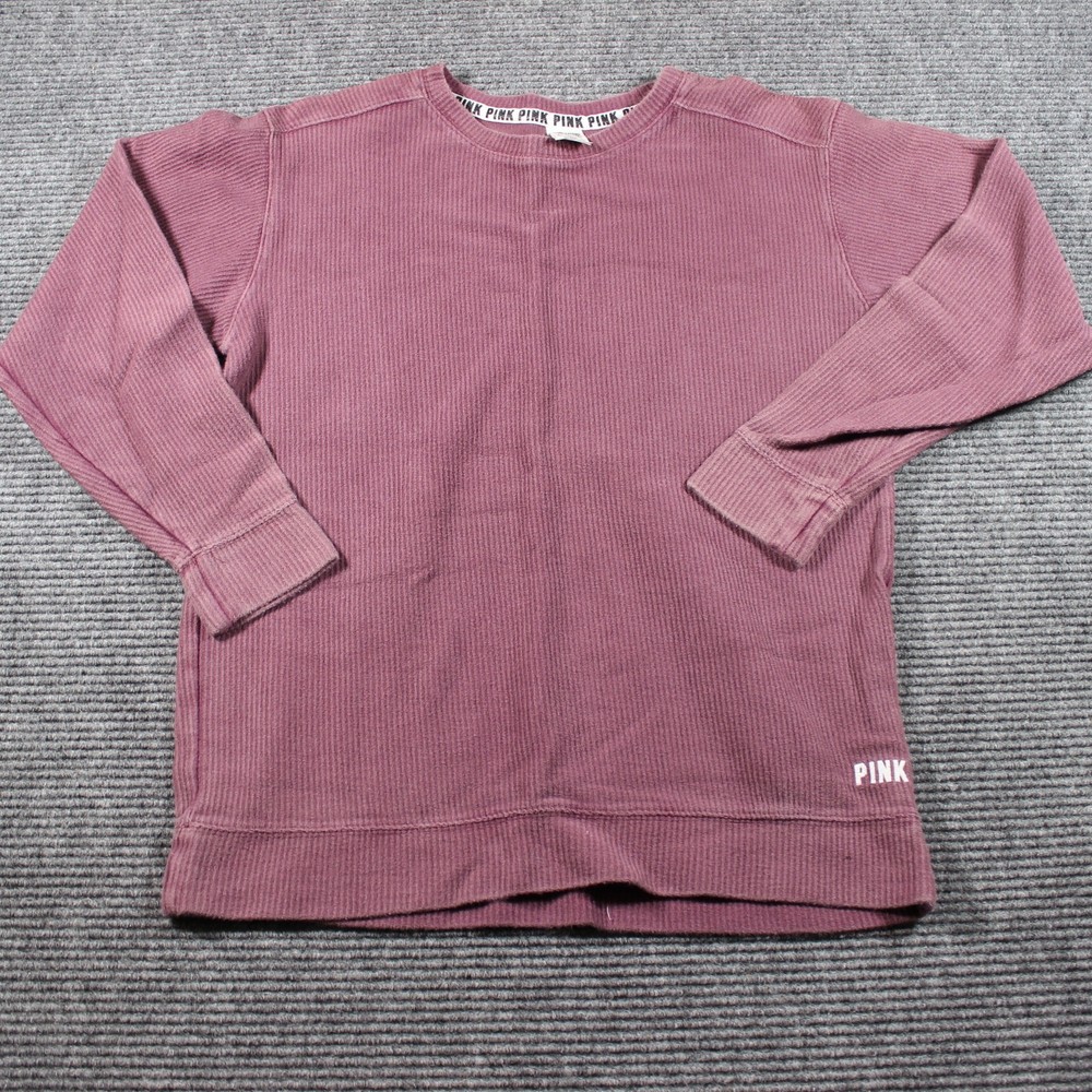 Victoria's Secret PINK Shirt Women's S Mauve Waffle Thermal Crewneck