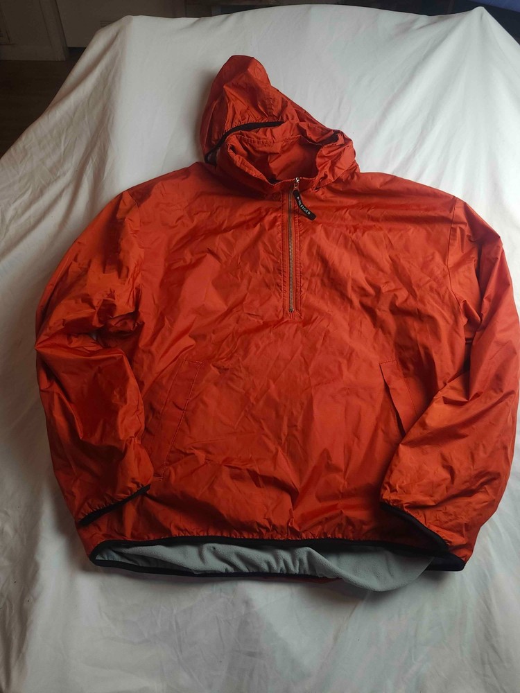 Tommy Hilfiger Jacket Mens Size XL Orange Half Zip Pullover Hooded Fleece Lined