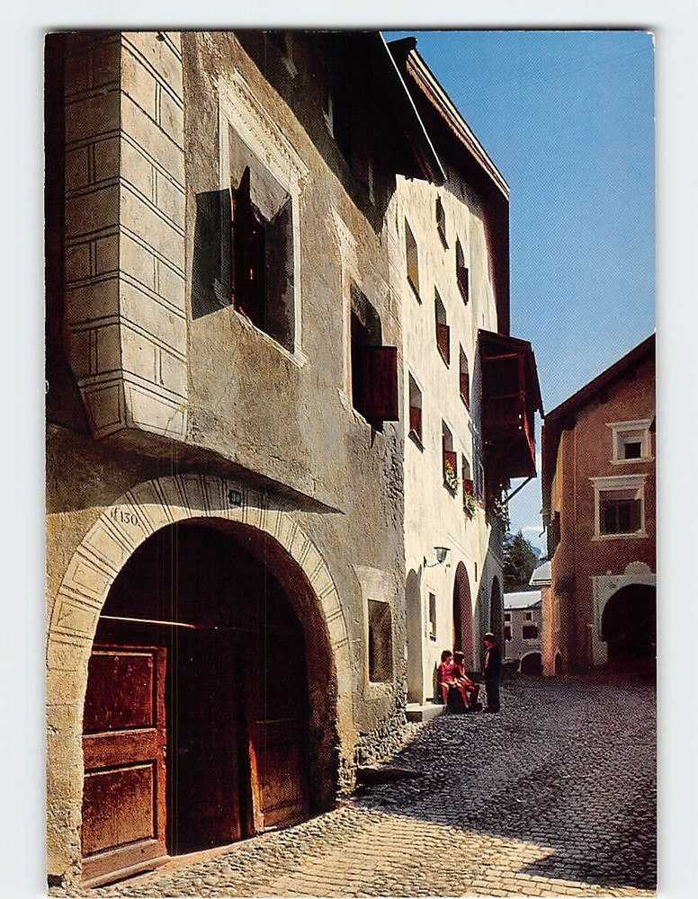 Postcard Dorfpartie Zuoz Switzerland