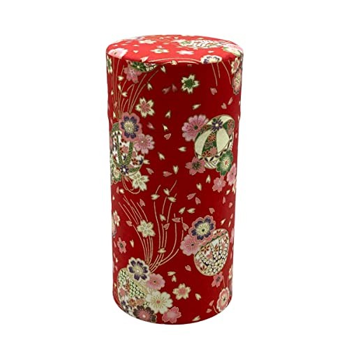 Japan Noguchi Kumataro Tea Garden Tea Canister Yuzen Washi Paper Cherry blossoms