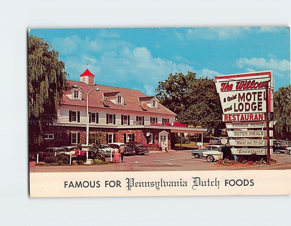 Postcard Willows Restaurant Motel & Lodge Lancaster Pennsylvania USA