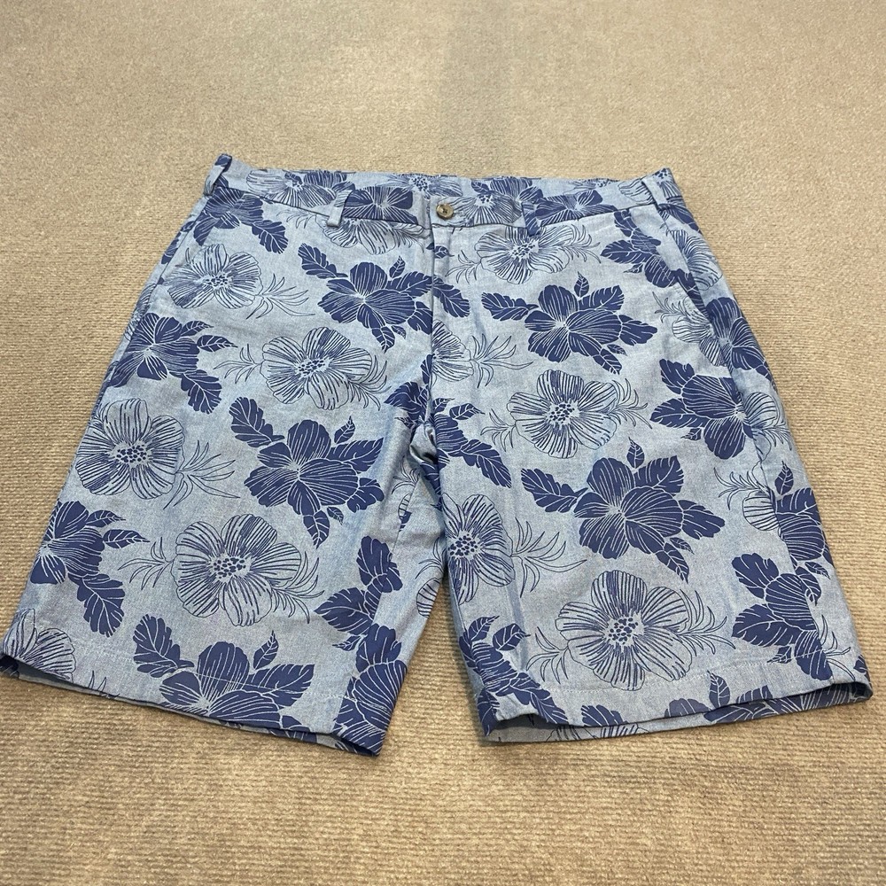 Brooks Brothers Chino Shorts Mens Size 38 Blue Floral Preppy Golf Casual Cotton
