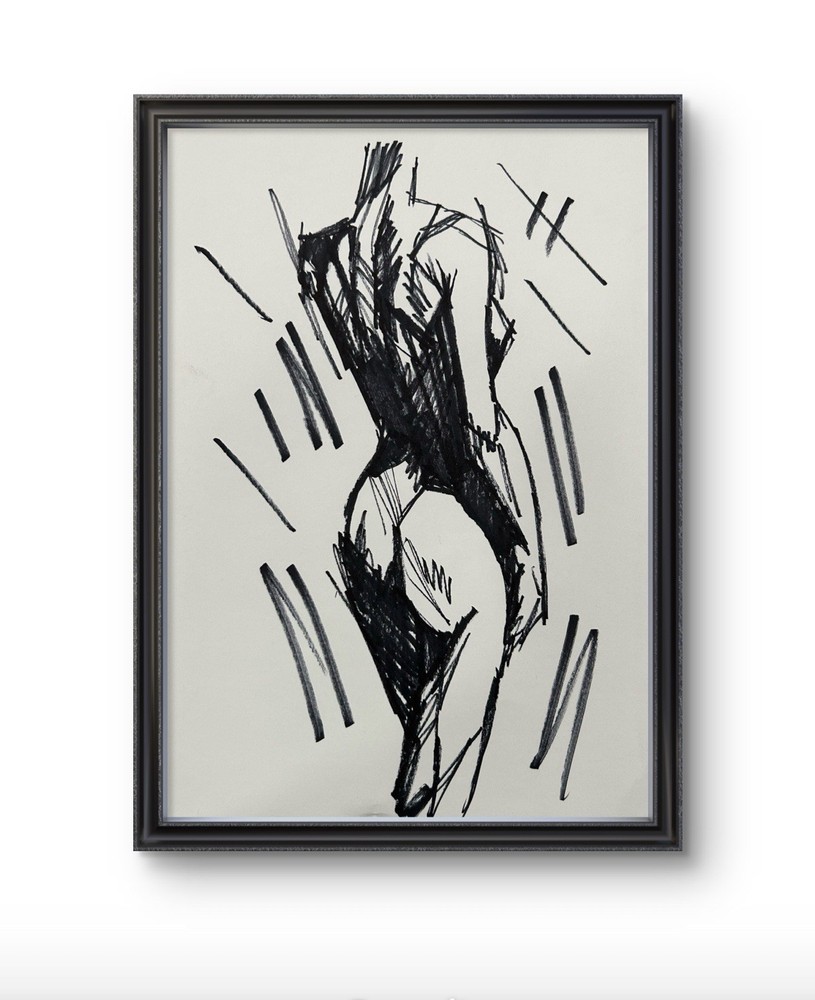 Original Abstract Female Figure Painting 9x12 paper Modern Wall Art Home Decor