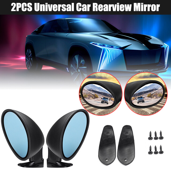 Pair Black Universal Classic Style Car Door Wing Side View Mirror Left+Right Kit