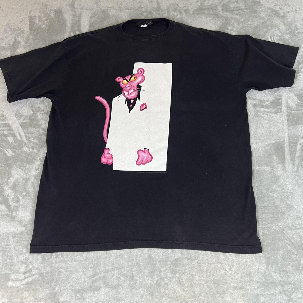 Vintage Pink Panther Shirt Mens 3XL Black Cartoon Graphic Tee Made USA 2000s