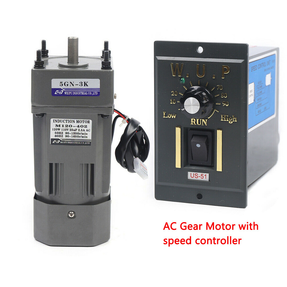 110V AC Gear Motor Electric Motor Variable Speed Controller 1:3 3K 0-450RPM USA
