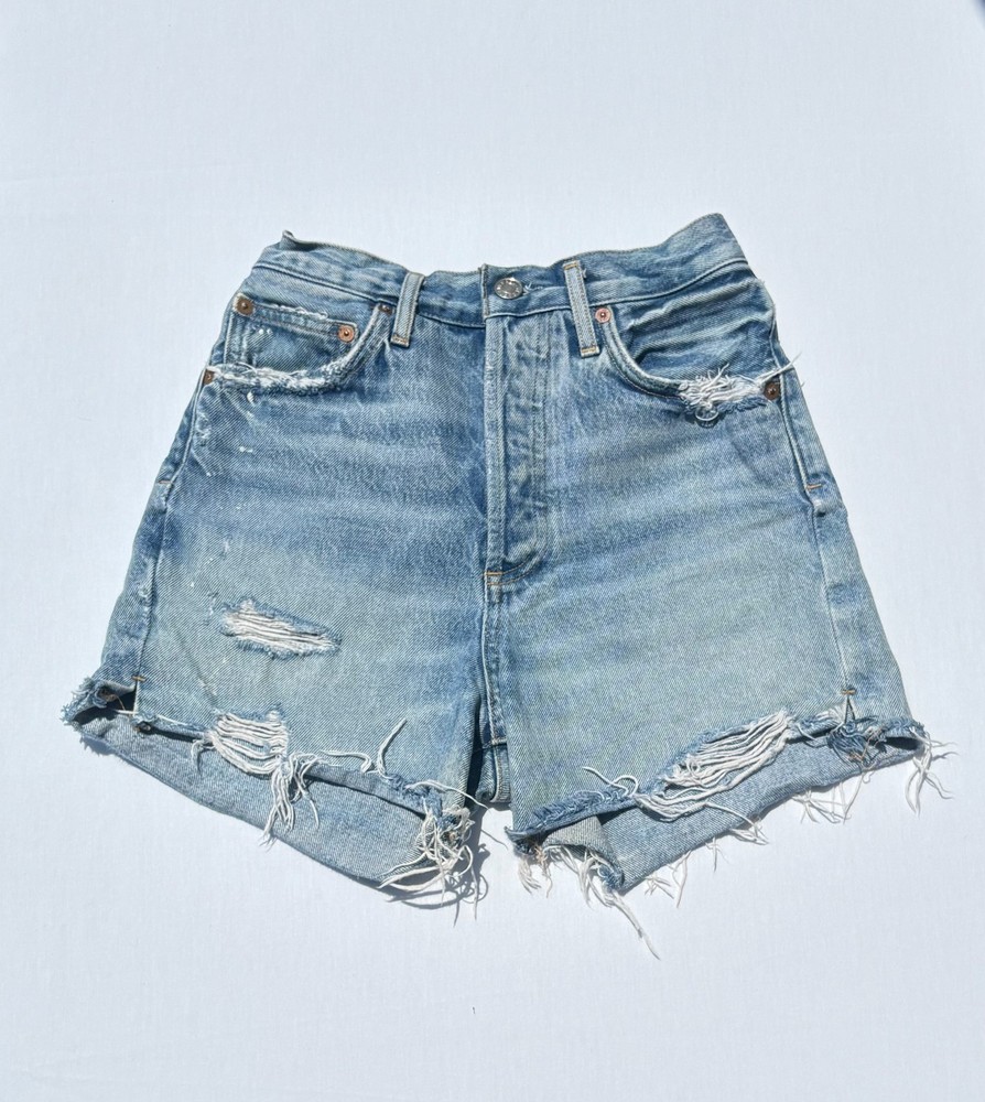 AGOLDE Dee Short Women's Size 24 High Waist Shorts 100% Cotton Light Wash Denim