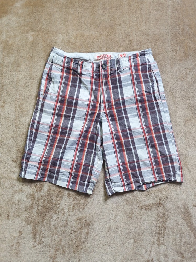 Mossimo Supply Orange White Plaid Shorts Size 32