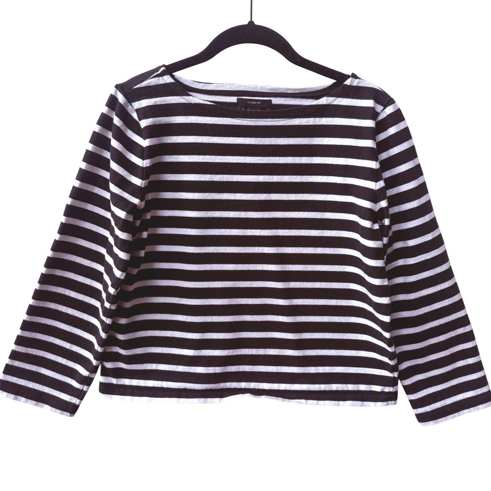 J Crew Womens Classic Mariner Stripe Boatneck Top 100% Cotton Boxy Classic