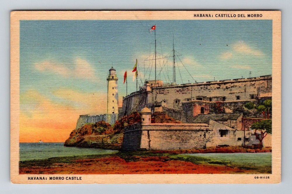 Cuba- Havana Morro Castle & Lighthouse Souvenir Old Post Card Vintage Postcard