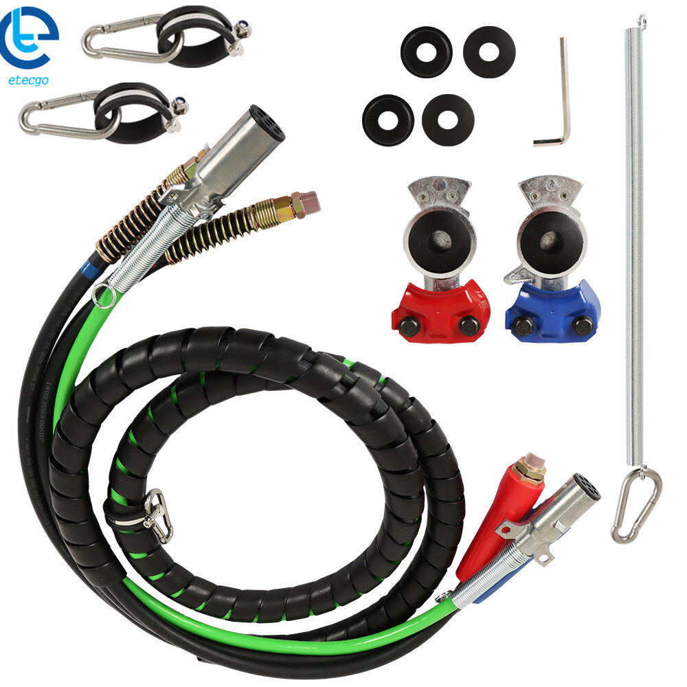 3-in-1 12ft ABS Air Line Hose Wrap with 7-Way Electrical Cable for Semi Truck Trailer-image