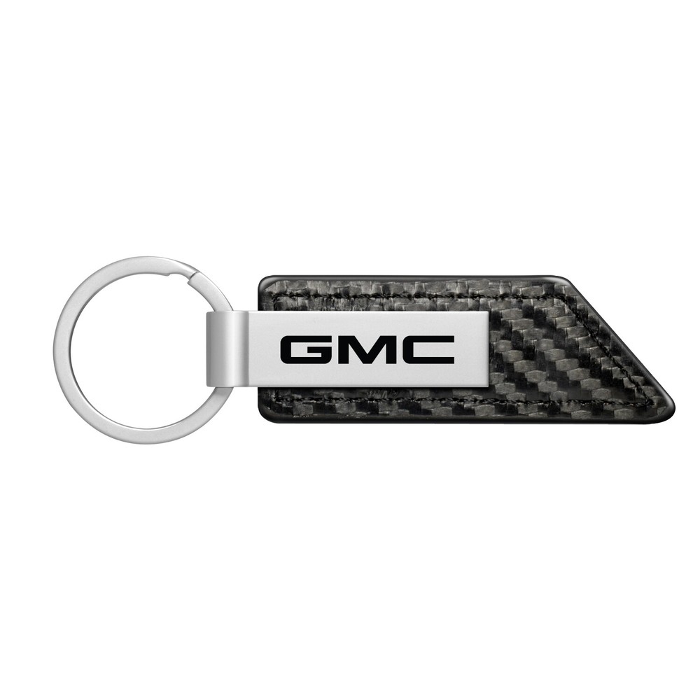 GMC Carbon Fiber Texture Strap Silver Bar Key Chain