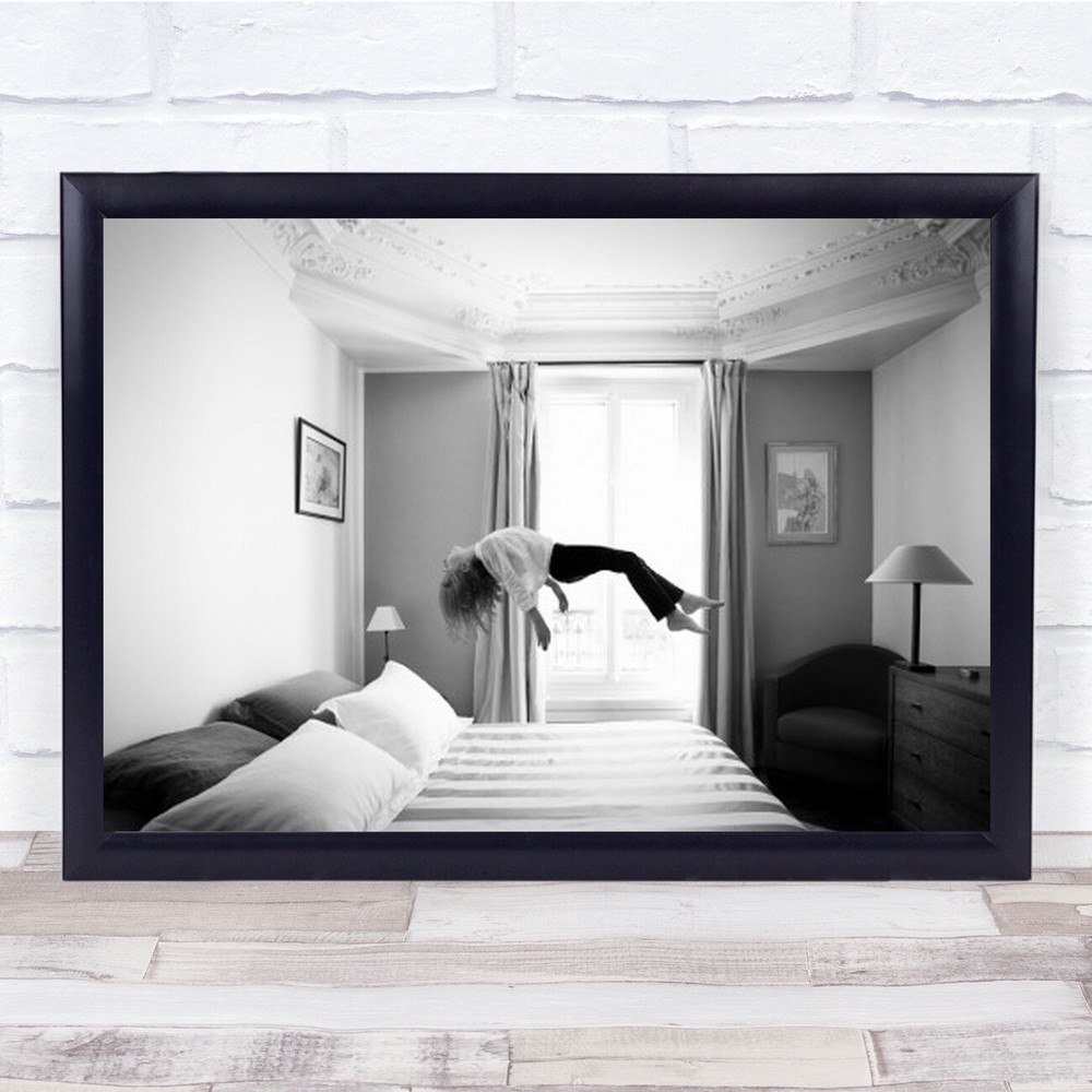 Lightness Levitation Bedroom Child Floating Thriller Horror B&W Wall Art Print