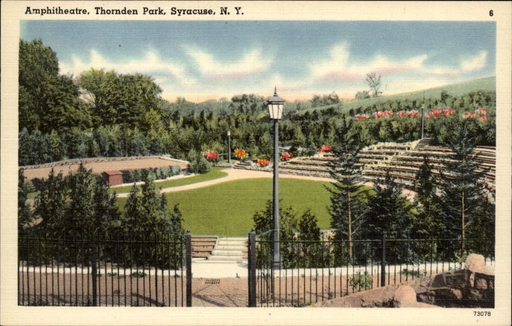 Amphitheatre Thornden Park Syracuse New York ~ 1930s linen vintage postcard