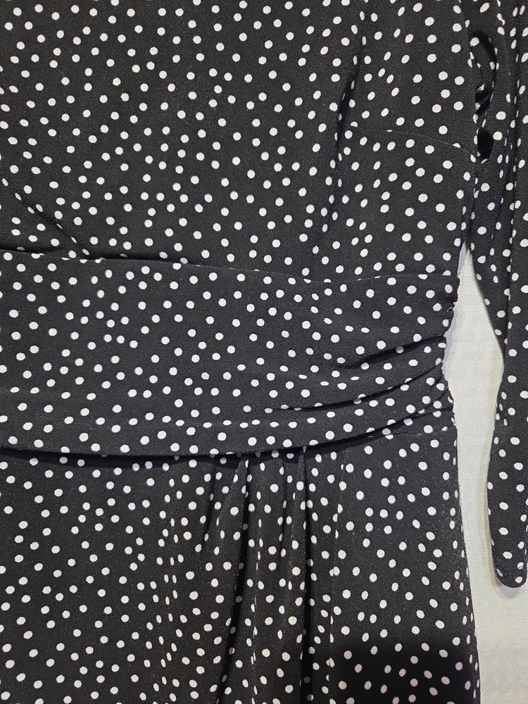 Ann Taylor Women’s Black White Polka Dot Sheath Dress Lined 3/4 Sleeve Size 8