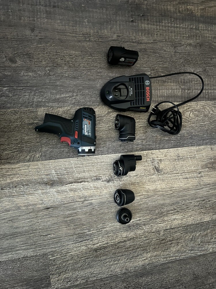 bosch gsr12v-140fcb22 With Battery And All Front End Attachment Barely Used