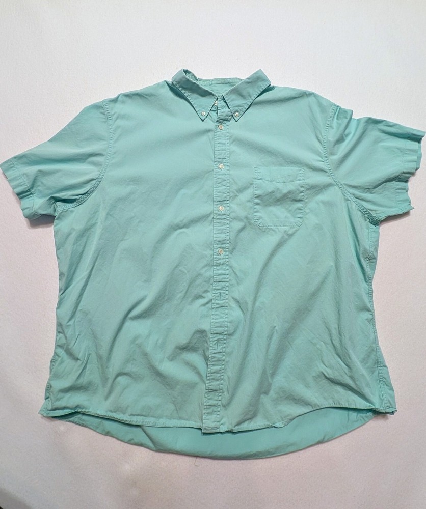 Men's Land's End 2XL Turquoise Cotton Short Sleeve Button Up
