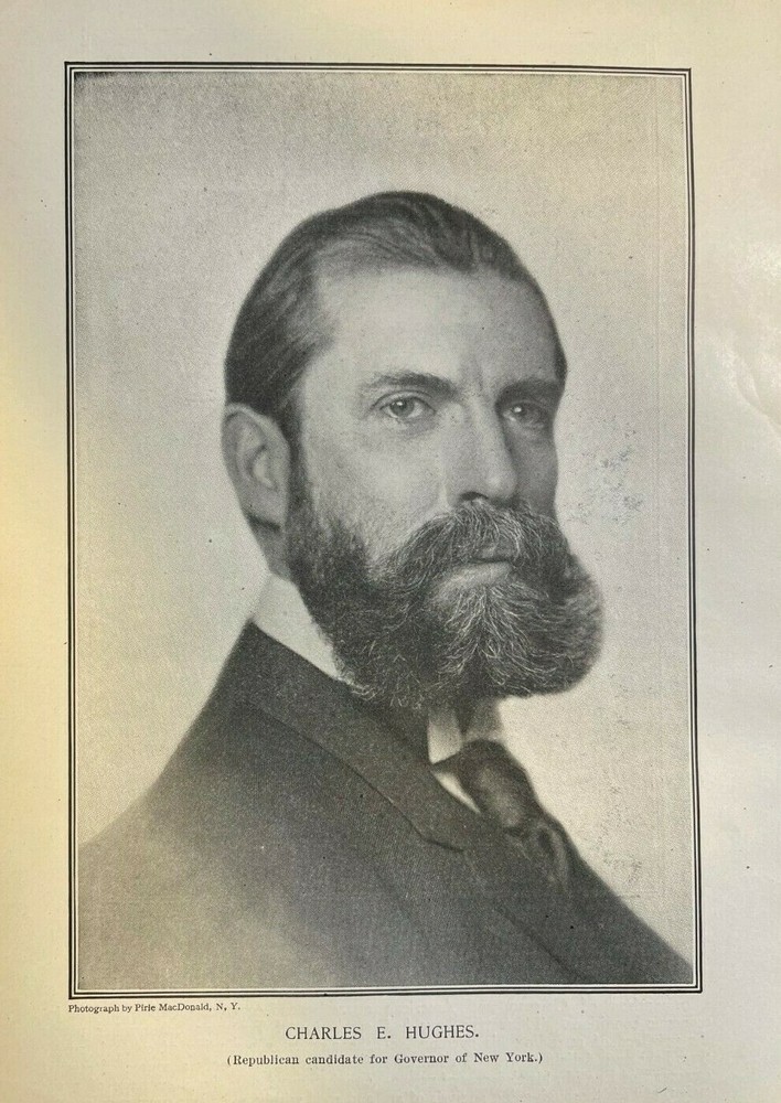 1906 Vintage Magazine Illustration Charles Evans Hughes New York Governor