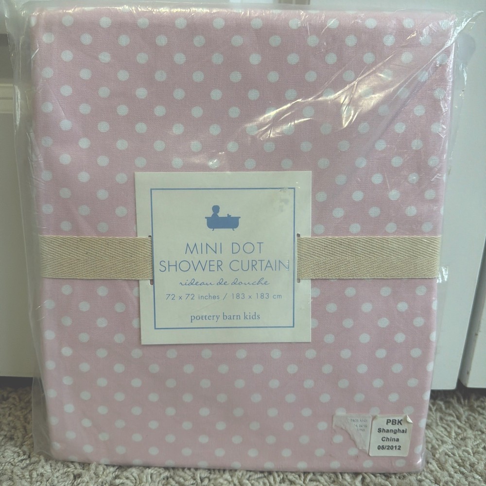 Pottery Barn Kids Mini Polka Dot Dottie Bath Shower Curtain Pink 72