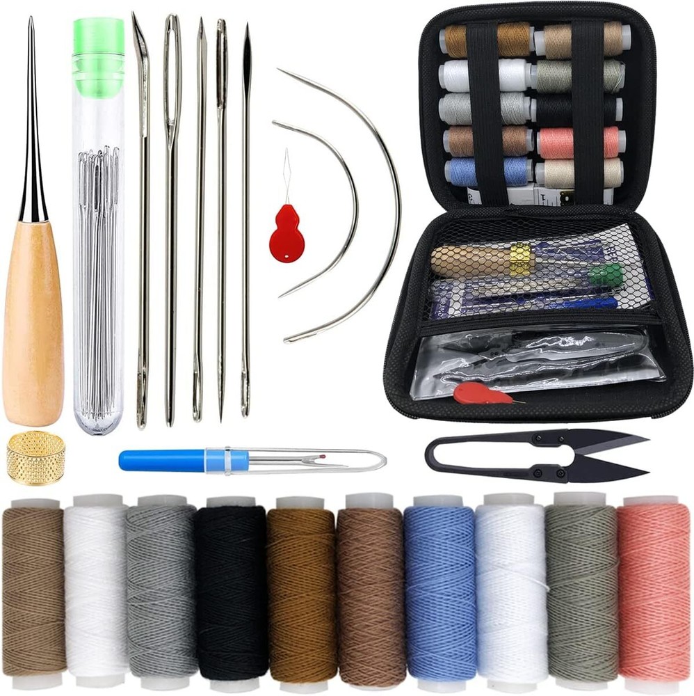 Upholstery Repair Sewing Kit: 47 Pieces Heavy Duty Sewing Kit with Sewing Awl,..