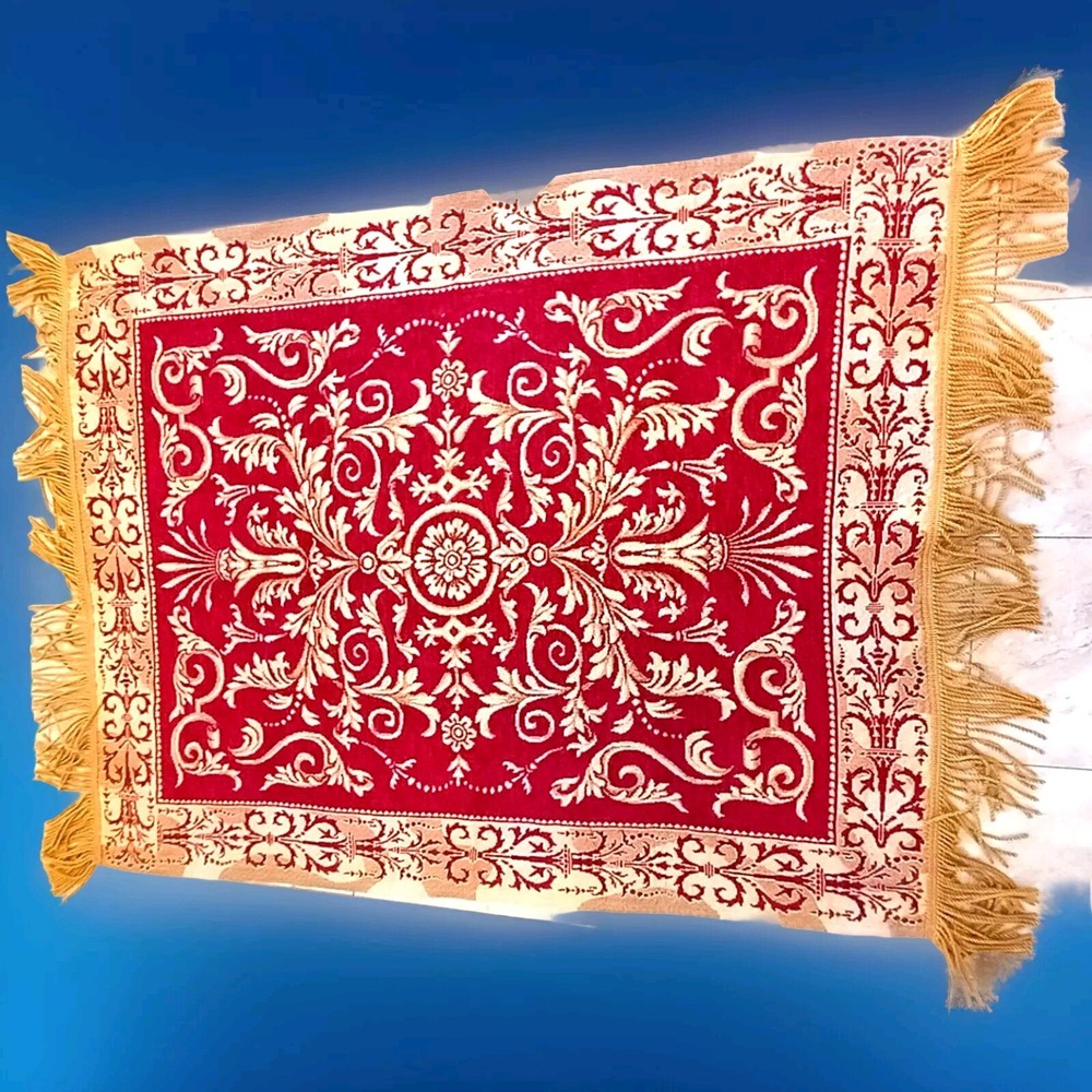 Throw Fringe  Blanket Mohawk Home Traditional Red & Gold 42 x 67 Inches Heavy