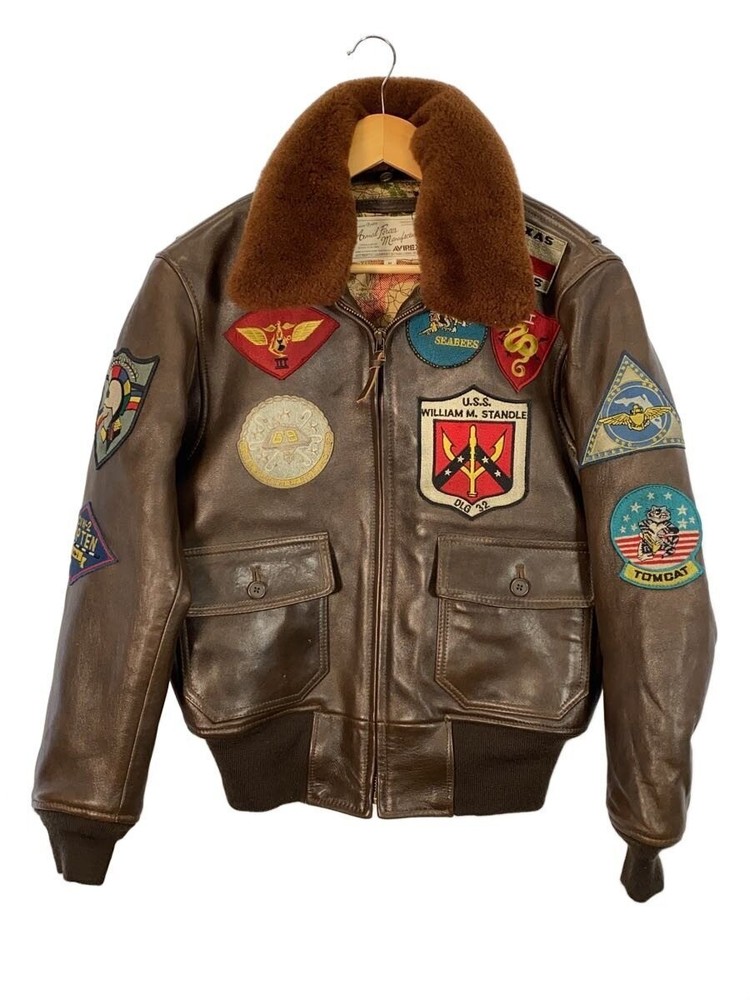 Avirex Thread With Stains/G-1/Top Gun/Flight Jacket/M/Leather/Brw/6181013// 3010
