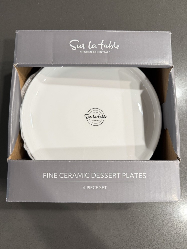 Sur La Table Fine Ceramic Dessert Plates 4-Pack 7.75