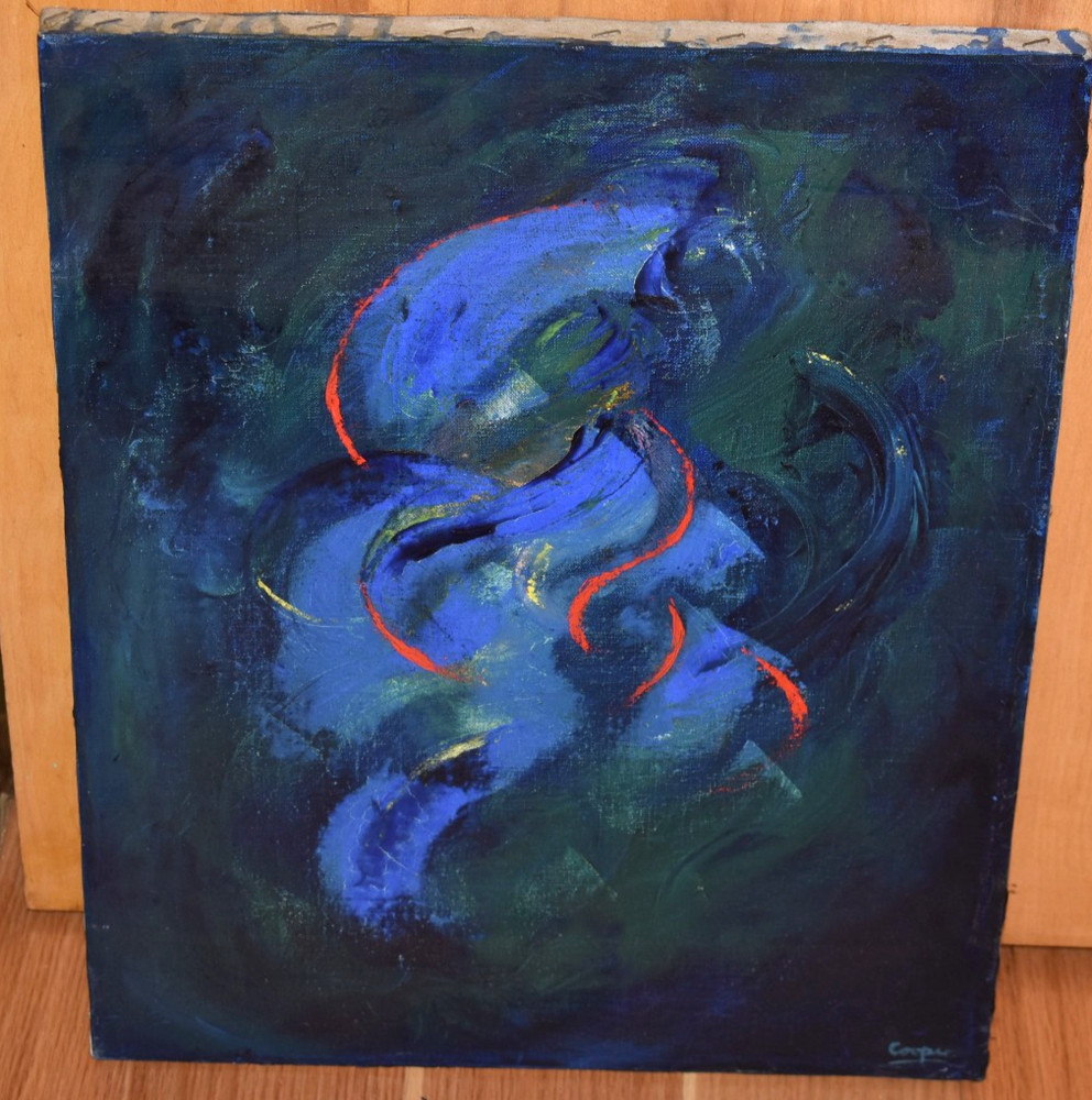 Vintage 1961 Boston Mid Century Abstract Painting Edward Cooper 20x25