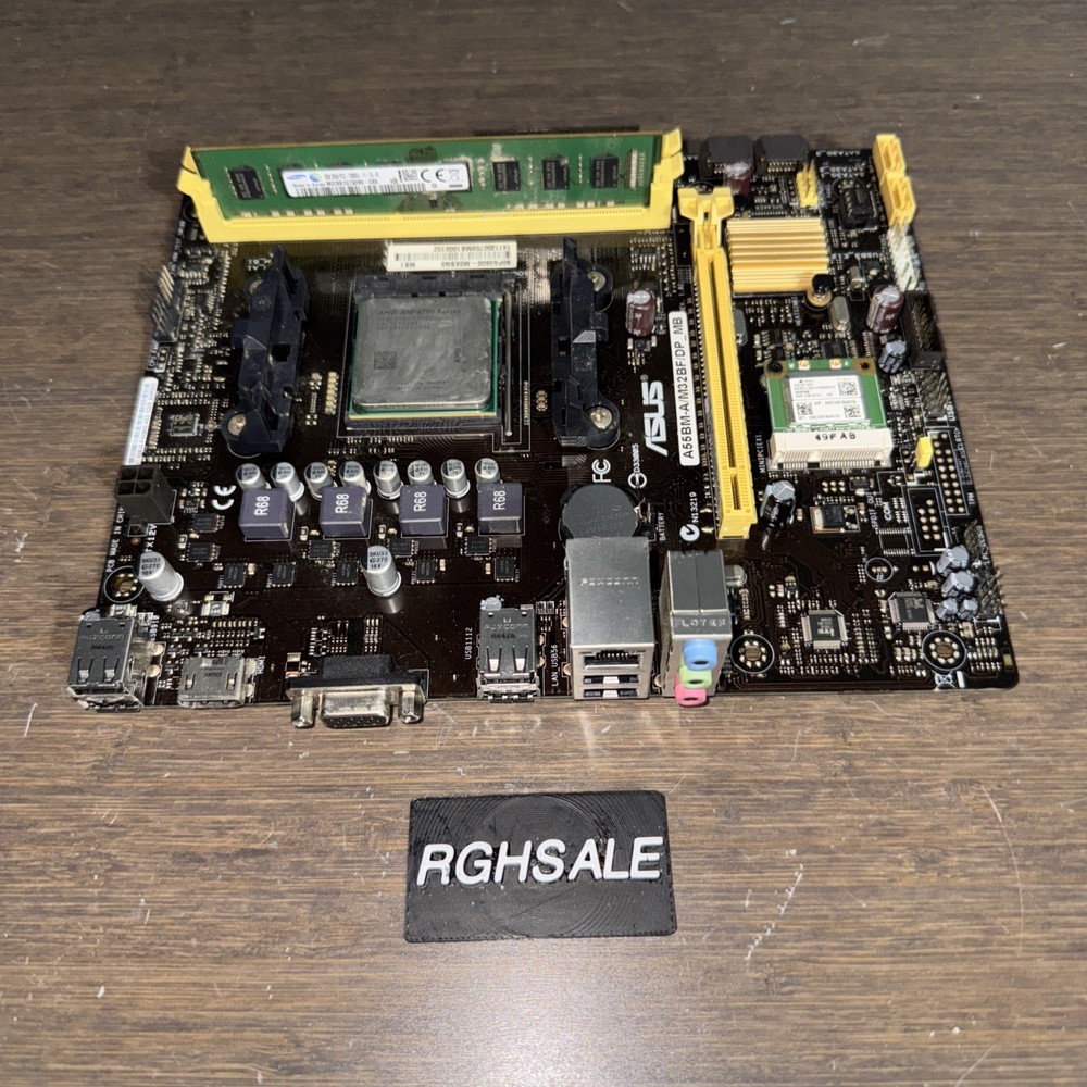 Asus A55BM-A/M32BF/DP_MB Motherboard w/AMD A10-6700 8gb RAM used