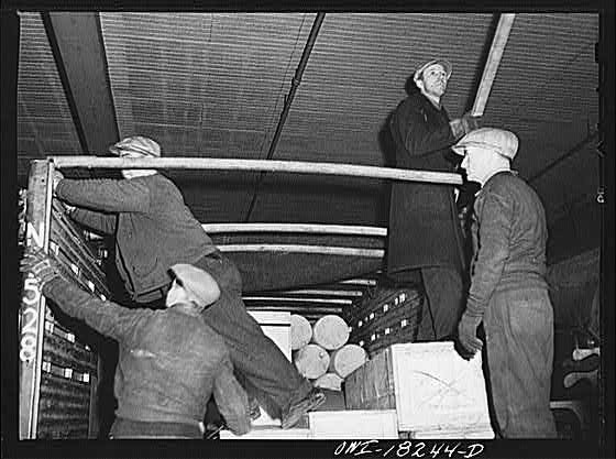New York NY 1900s Associated Transport Company Trucking Terminal Loading Men