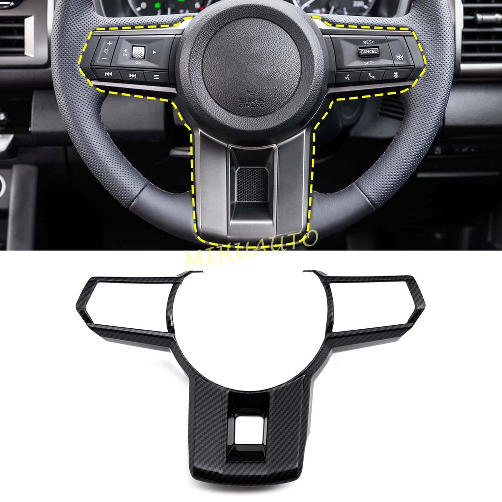 For 2024+ Mitsubishi L200 Triton Carbon Fiber Interior Steering Wheel Cover Trim