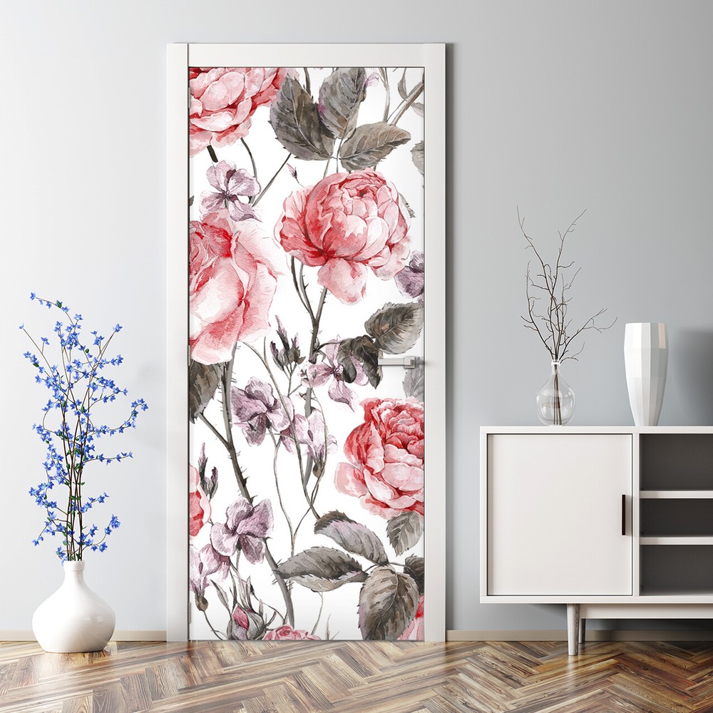 Blue Bohemian Bubble-Free Abstract Door Decal Modern Decor Sticker