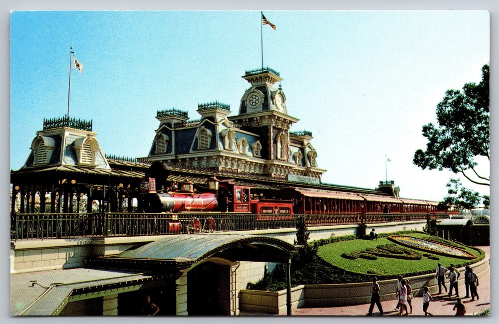 Walt Disney World Steam Railroad Magic Kingdom vintage postcard