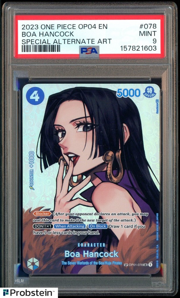 2023 One Piece OP04 EN Special Alternate Art #078 Boa Hancock PSA 9 MINTPROBSTEIN is actively accepting consignments !!