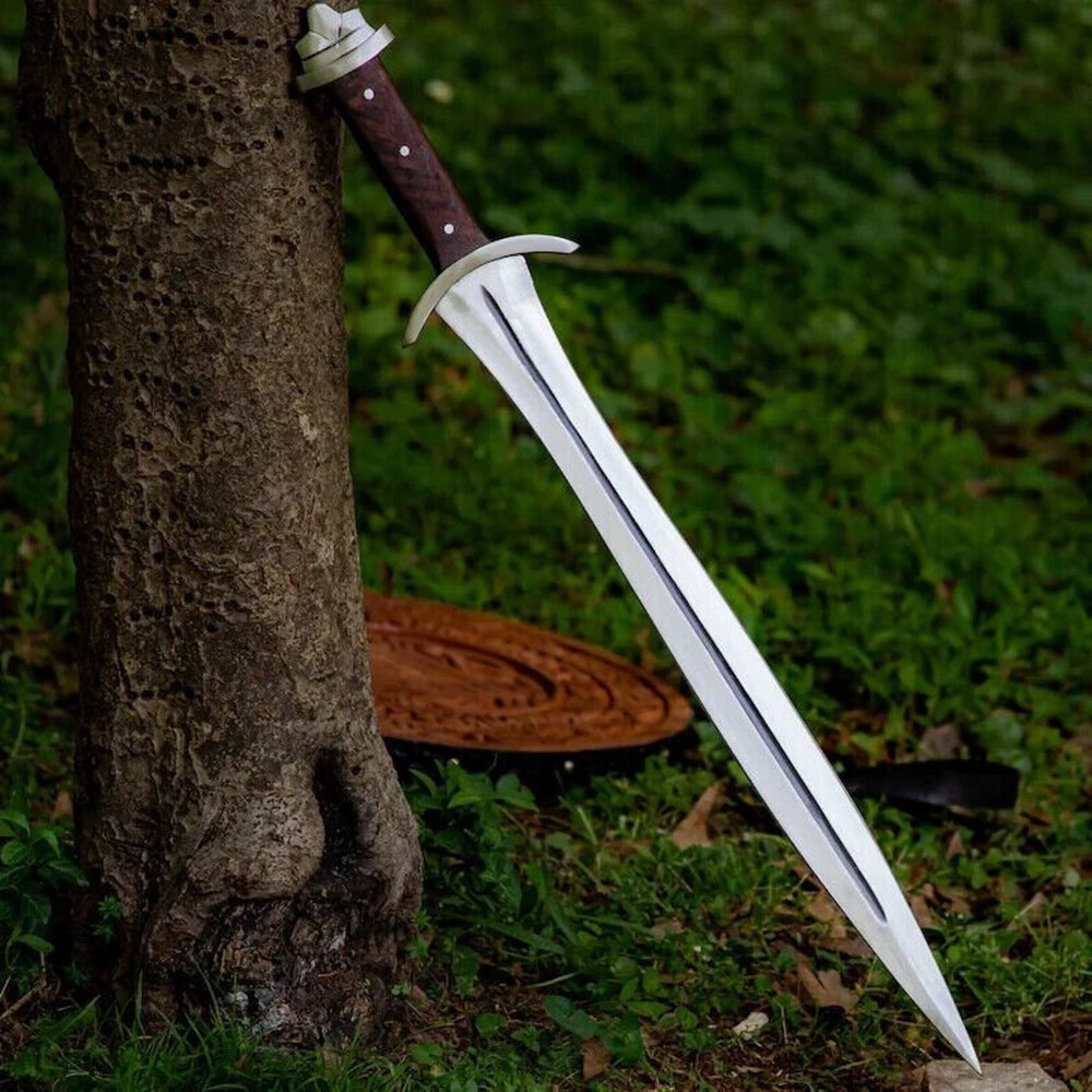 Hand Forged High Carbon Steel Viking Battle Sword with Leather Sheath  