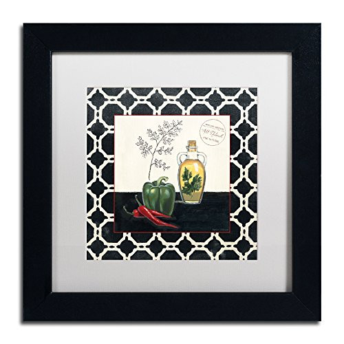 Parsley and Peppers Art by Marco Fabiano 11x11 Black Framed White Mat