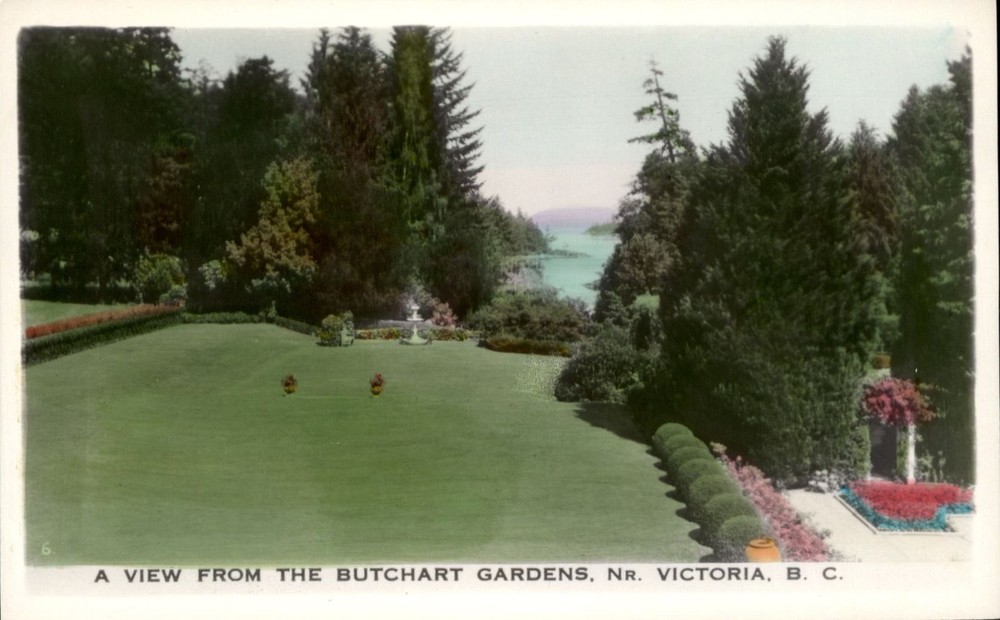 Butchart Gardens NR Victoria BC Canada Gowen Sutton RPPC handcolored