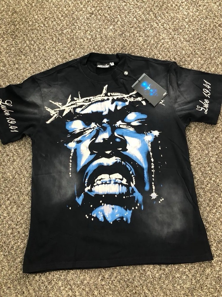 Hellstar shirt black and blue size medium brand new