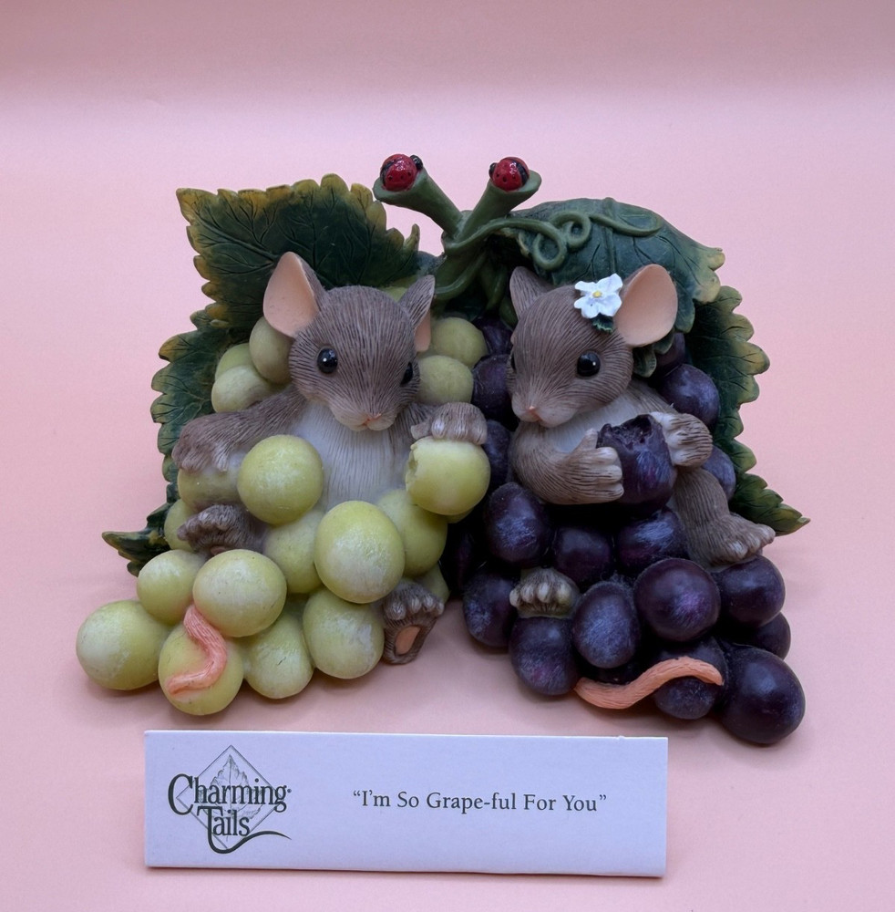Fitz and Floyd Vintage Charming Tails Mice I’m so Grapeful For You Kitchen Decor