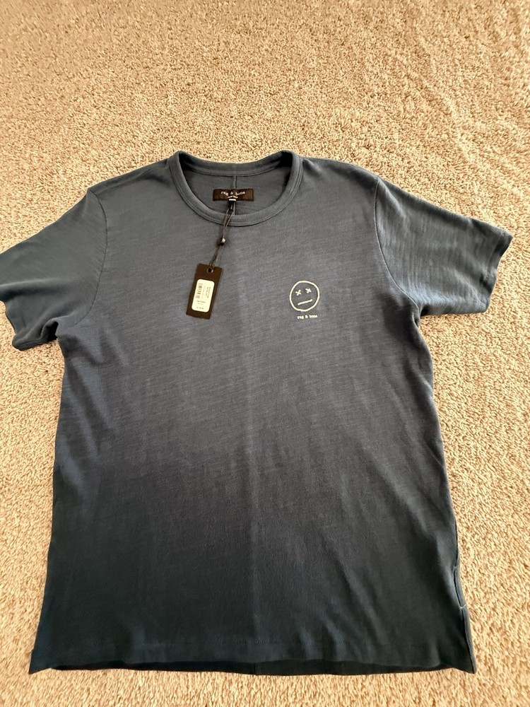 NWT Rag & Bone Men’s Shirt Sour Face Blue Short Sleeve Large