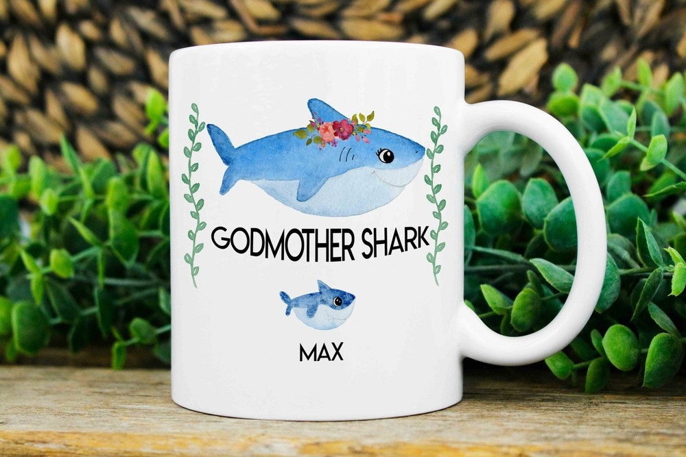 Godmother Gift Godmother Shark Mug Custom Godmother Mugs Mug With Kids Name