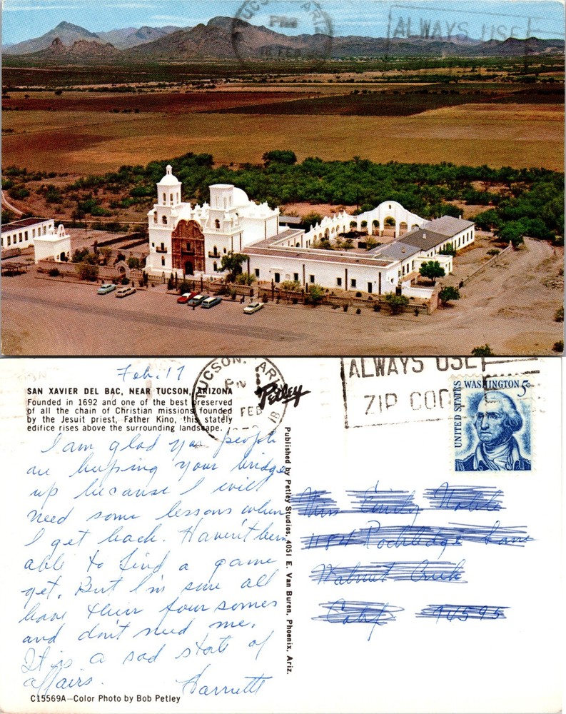 San Xavier del Bac Mission Aerial View Tucson Arizona AZ Postcard