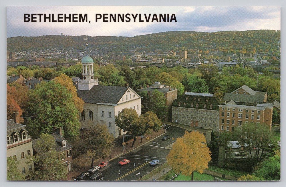 Bethlehem Pennsylvania, Birds Eye View Autumn Colors, Vintage Postcard