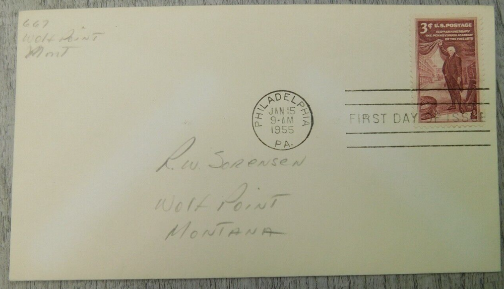 First Day Issue Pennsylvania Academy of Fine Arts PA 1955 Stamp Envelope Cover-image