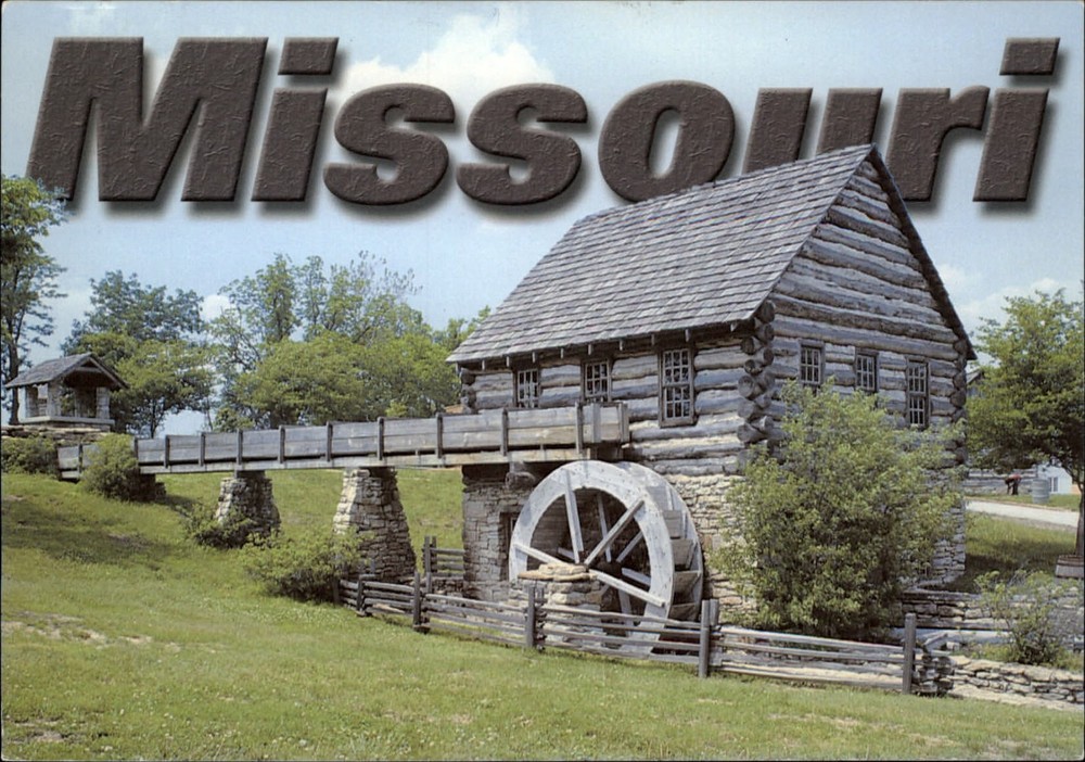 Missouri Shoal Creek water powered grist mill wheel ~ unused postcard sku345
