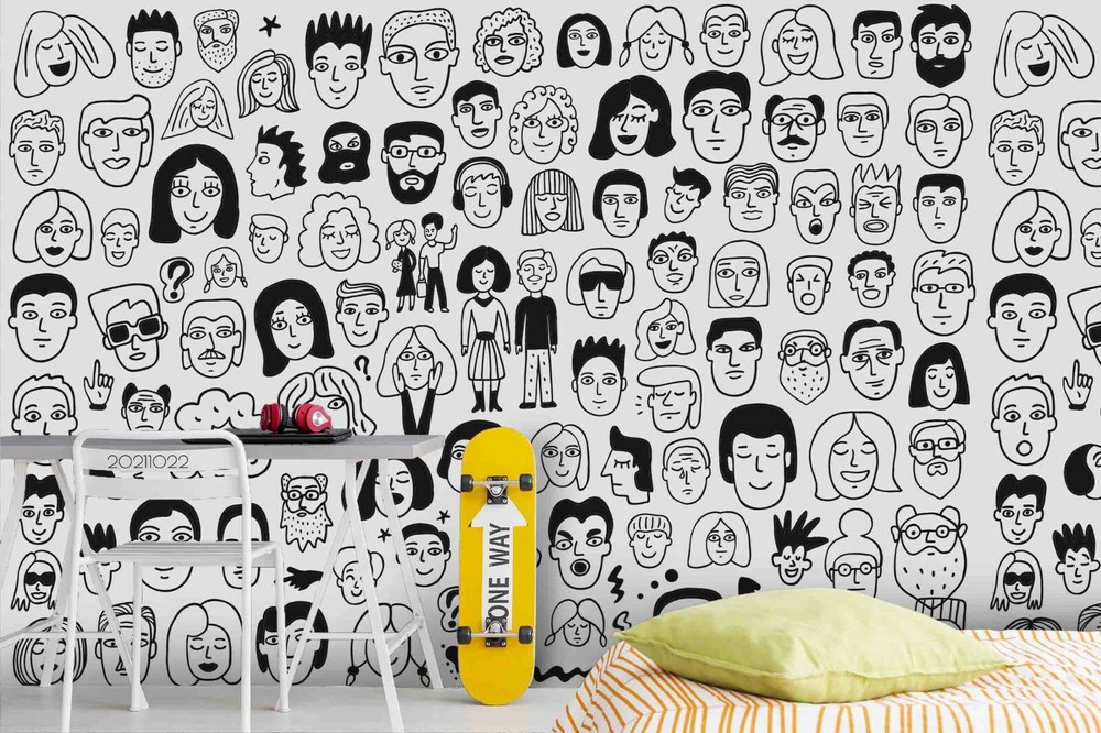 3D Abstract Graffiti People Self-adhesive Removable Wallpaper Murals Wall 648-image