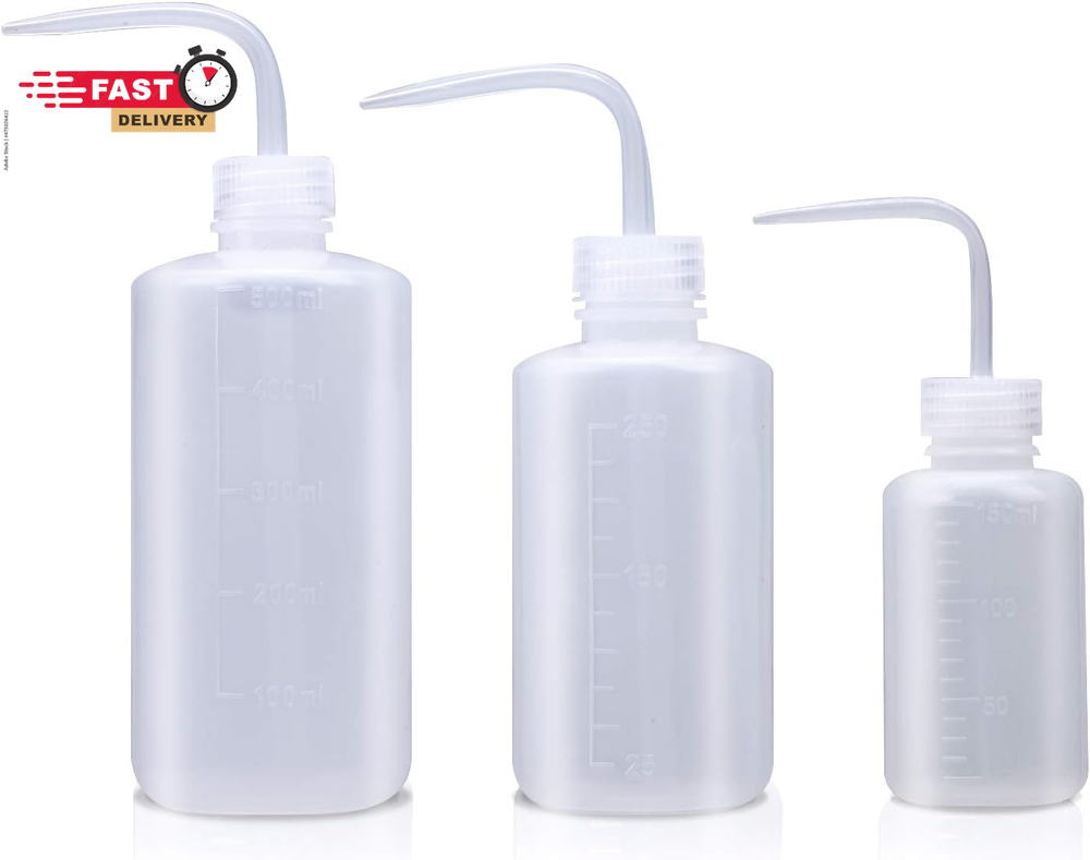 Wash Bottle, 3 Pack LDPE Squeeze Bottles, Safe Plastic Low Density Polyethylene