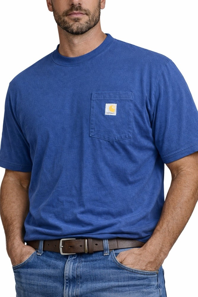 Carhartt Original Fit Blue Henley T-Shirt 3XL Short Sleeve Pocket Logo
