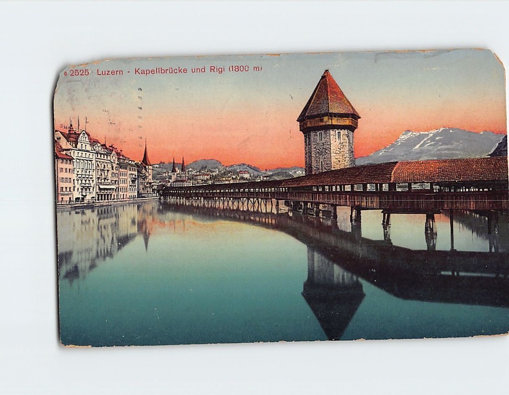 Postcard Kapellbrücke und Rigi Lucerne Switzerland
