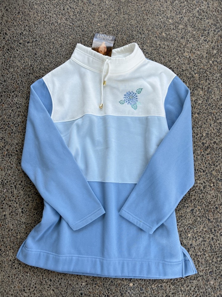 Deadstock Jaclyn Smith Sport Women’s Vintage Ombré Blue Pullover Size Medium